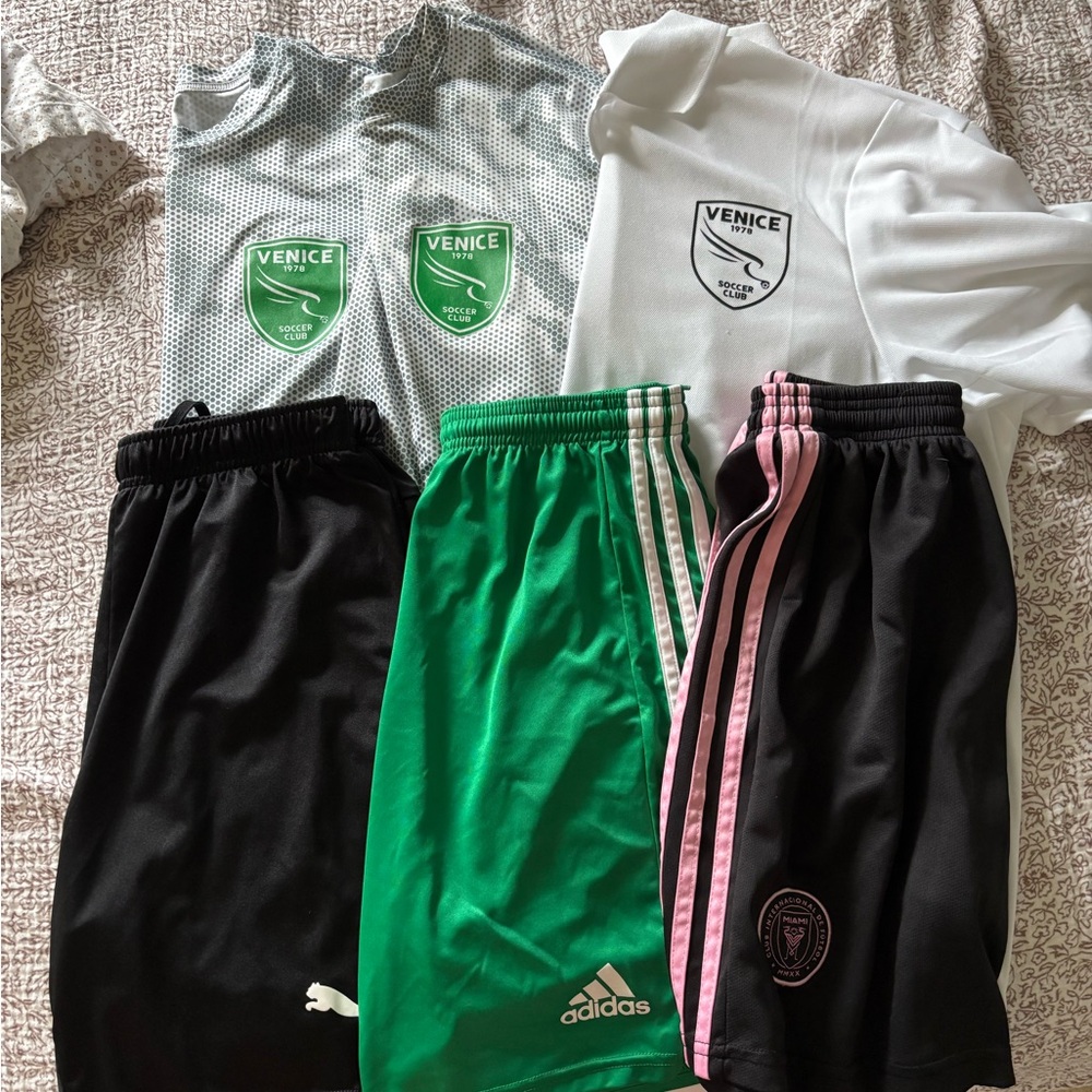 adidas Green and Black Shorts Set